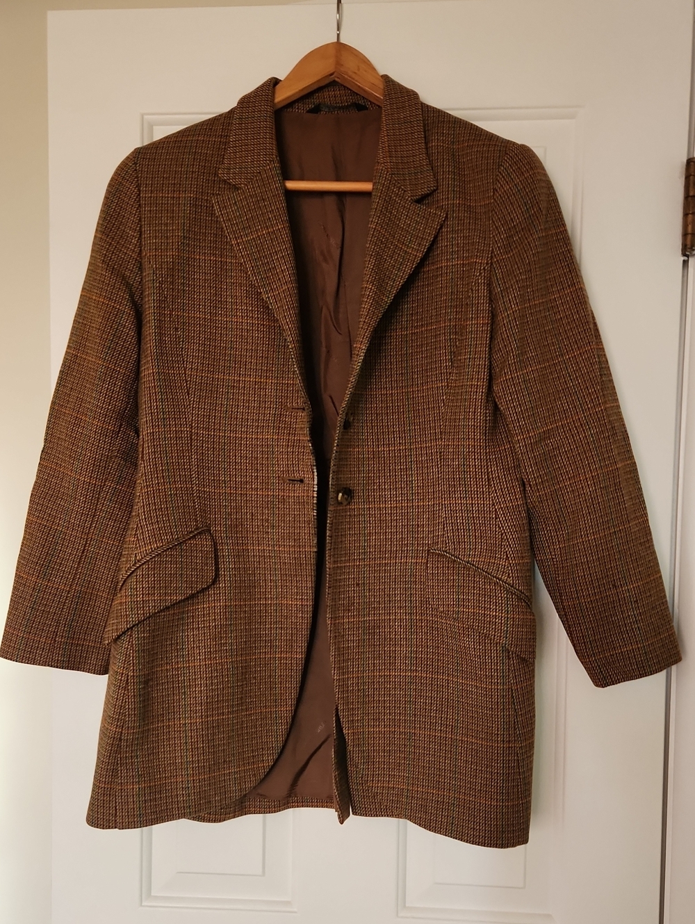Laura Ashley Brown Plaid Wool Riding Jacket Women's Size 8